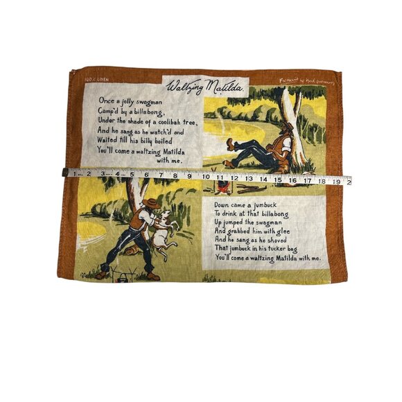 Vintage “Waltzing Matilda” Linen Tea Towel – Illustrated by Neil, 30.5”x18”, Des - Picture 5 of 8